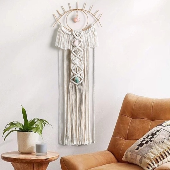 Macrame Wall Evil Eye Dream Catcher-Crystal Stone
